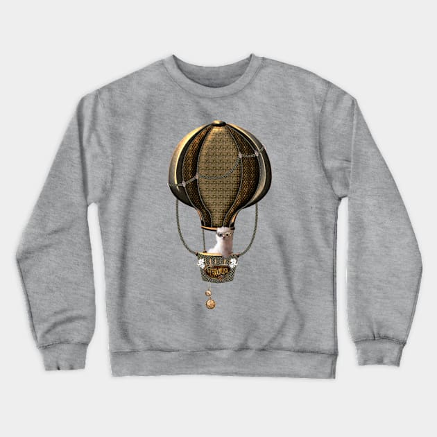 Steampunk, hot air ballon with cute steampunk  puppy Crewneck Sweatshirt by Nicky2342